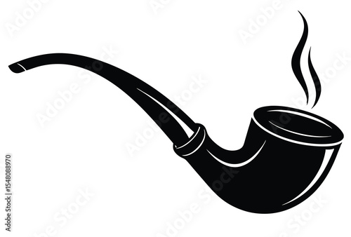 Smoking pipe silhouette simple vector icon flat design classic smoking accessory