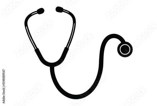 Stethoscope silhouette vector illustration simple medical icon flat design healthcare tool symbol