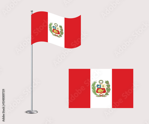 High Quality Vector Illustration of the Peru National Flag in Flat Style