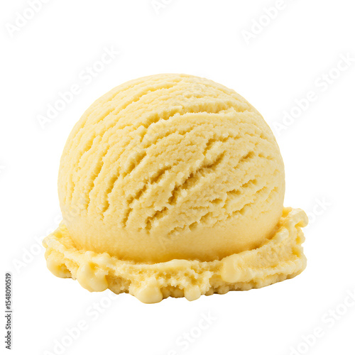 Pale Yellow Ice Cream Scoop on Transparent Background