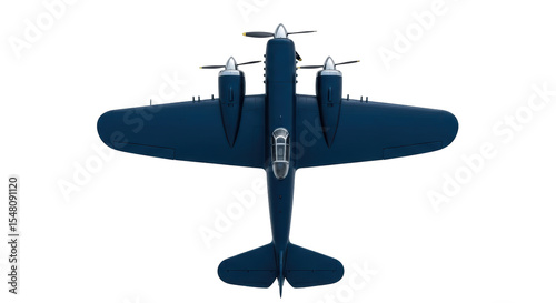 Isolated Blue Military Aircraft