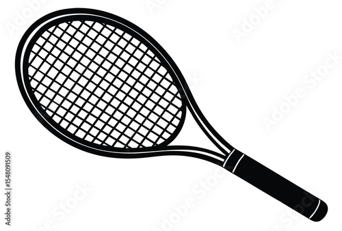 Minimalist tennis racket icon silhouette flat design vector illustration