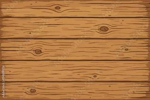 Rustic wooden texture background with a vintage color tone. Vector cartoon illustration of old wood planks or boards. Natural timber surface with grain and knots pattern.