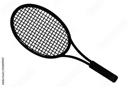 Tennis racket silhouette vector illustration simple icon flat design perfect sport