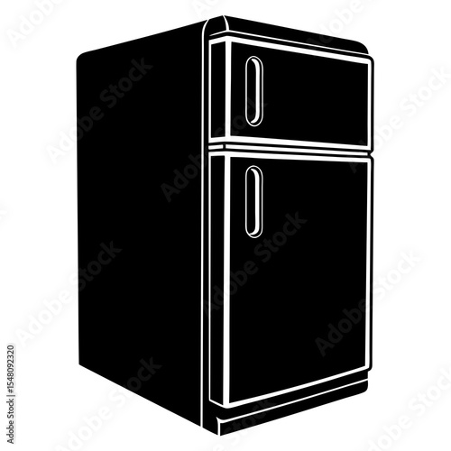 retro refrigerator isolated on white