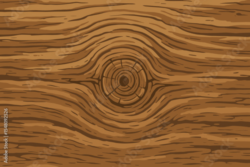 Seamless rustic wood texture with knot. Brown plank surface pattern. Vector cartoon illustration. Timber background for vintage, farmhouse, natural, carpentry, woodworking, craft, interior design