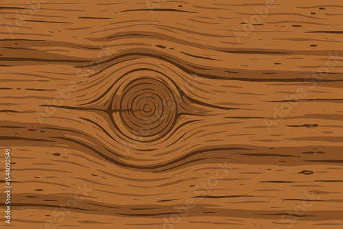 Seamless Rustic Wood Texture with Natural Knot and Detailed Grain Pattern. Cartoon Vector Background for Flooring, Wall Panel, Tabletop, Vintage Design, Timber Surface, Lumber Material