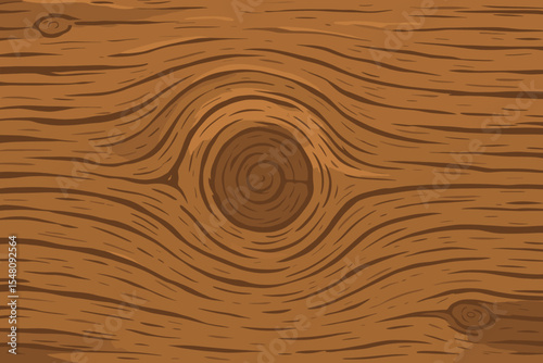 Seamless Wooden Plank Texture with Detailed Knot Close-Up. Rustic Wood Grain Vector Background. Natural Timber Surface Pattern for Flooring, Walls, Tabletop, Craft, Carpentry, Interior Design