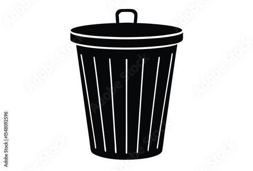 trash bin silhouette simple icon vector illustration flat design garbage can symbol clean