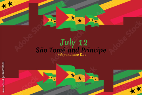 July 12, Independence day of São Tomé and Príncipe vector illustration. Suitable for greeting card, poster and banner. 