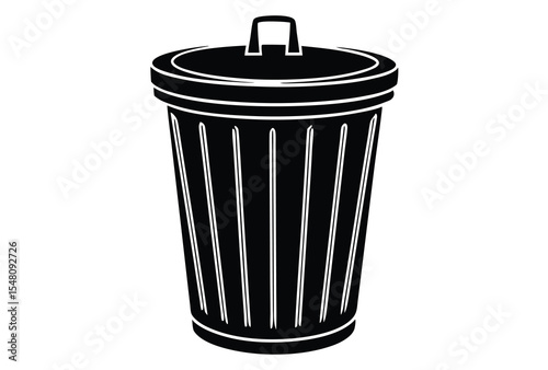 trash bin silhouette simple icon vector illustration flat design garbage can symbol clean