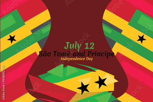 July 12, Independence day of São Tomé and Príncipe vector illustration. Suitable for greeting card, poster and banner. 