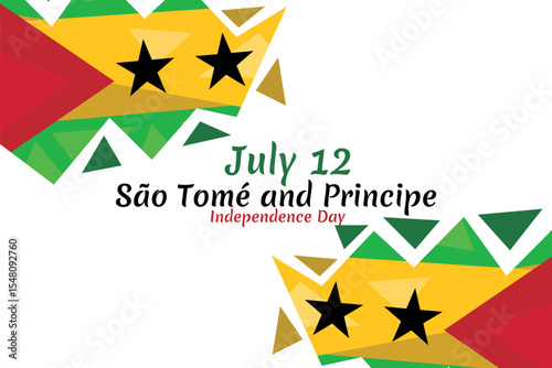 July 12, Independence day of São Tomé and Príncipe vector illustration. Suitable for greeting card, poster and banner. 