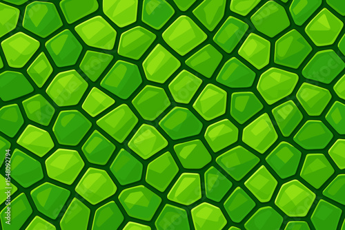 Seamless Green Polygonal Mosaic Tile Pattern. Abstract Cartoon Vector Reptile Skin, Glass Stone Texture. Decorative Background. Nature Inspired Organic Geometric Surface Design Illustration
