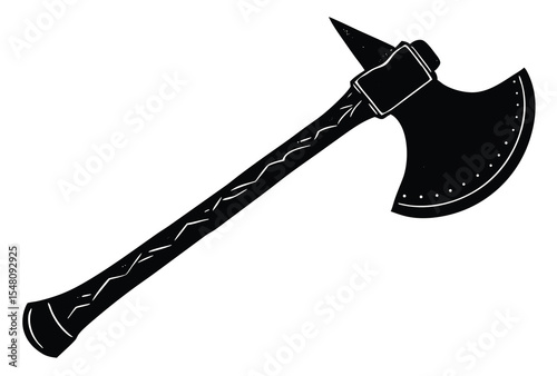 vintage steel axe silhouette simple icon flat design classic old tool illustration vector