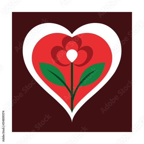 Red flower heart valentine love romance design