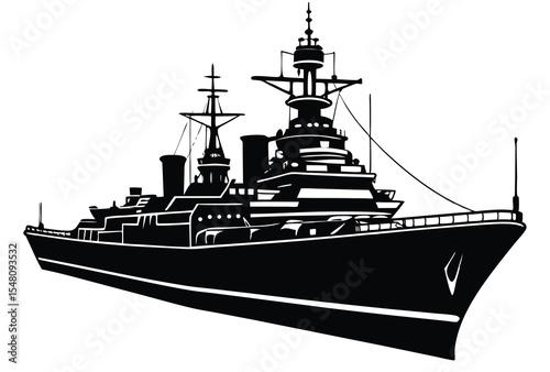 Warship silhouette vector simple icon flat design military battleship naval vessel