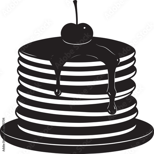 Delicious Breakfast Pancake Silhouette in Black | Flat Food Illustration Vector Format