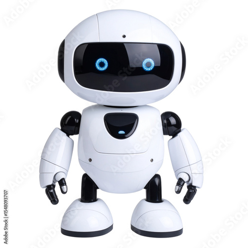  Friendly Futuristic Mini AI Robot with LED Face and Small Body, Perfect for Tech and Toy Themes.