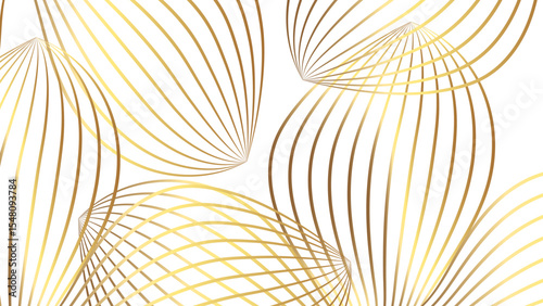 Abstract modern background with elegant, curved, golden-brown gradient lines forming overlapping organic shapes. Thin, smooth lines create a dynamic flow. Contemporary, decorative, and with luxury