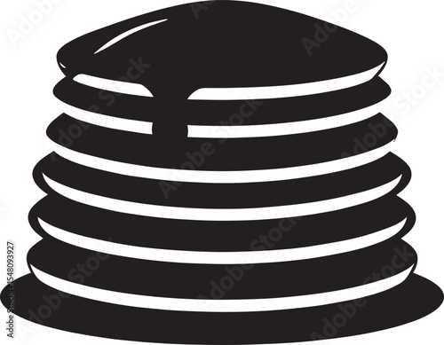 Delicious Breakfast Pancake Silhouette in Black | Flat Food Illustration Vector Format