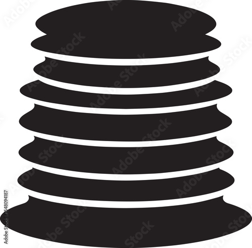 Delicious Breakfast Pancake Silhouette in Black | Flat Food Illustration Vector Format