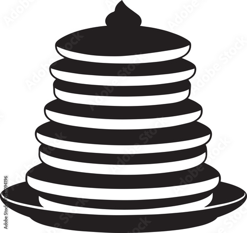 Delicious Breakfast Pancake Silhouette in Black | Flat Food Illustration Vector Format