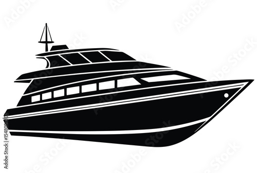 yacht boat vector silhouette flat icon design marine transportation simple nautical illustration