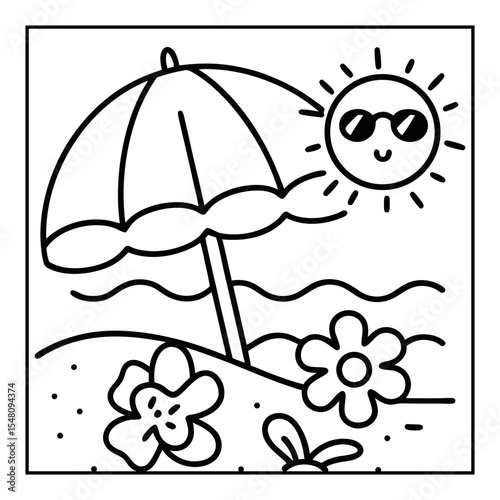 summer coloring pages vector illustration