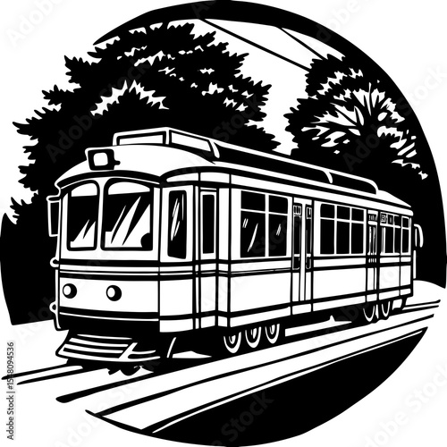 vintage tram vector illustration