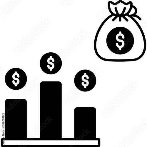 Income vector icon in glyph Style 
