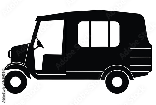 Auto rickshaw silhouette vector icon illustration in flat design style isolated