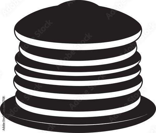 Delicious Breakfast Pancake Silhouette in Black | Flat Food Illustration Vector Format