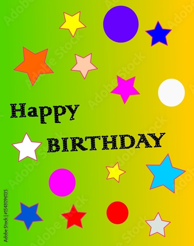 Gradient Happy Birthday Card with Colorful Stars