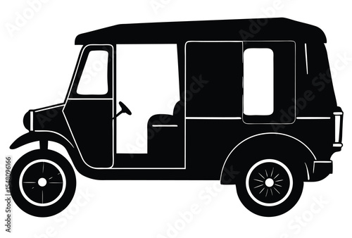 Auto rickshaw silhouette vector icon illustration in flat design style isolated
