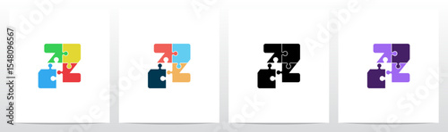 Jigsaw Puzzle Colorful Pieces Initial Letter Logo Design Z