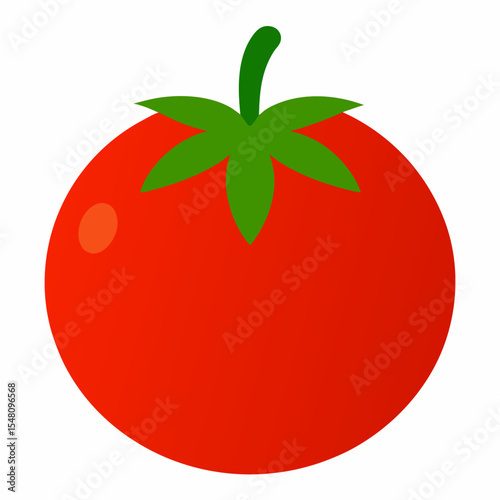 red tomato with green leaves