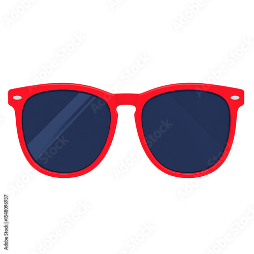 Modern Red Sunglasses with Reflective Lenses, Clean Digital Illustration Perfect for Fashion Themes.
