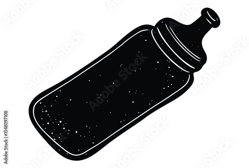Simple baby bottle vector icon flat design silhouette for newborn care and baby feeding concept