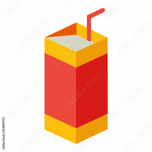 red box with orange juice isolated