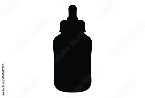 Baby bottle silhouette icon vector illustration in flat design isolated on white background