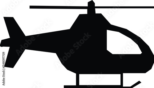 Military helicopter silhouette vector Illustration.