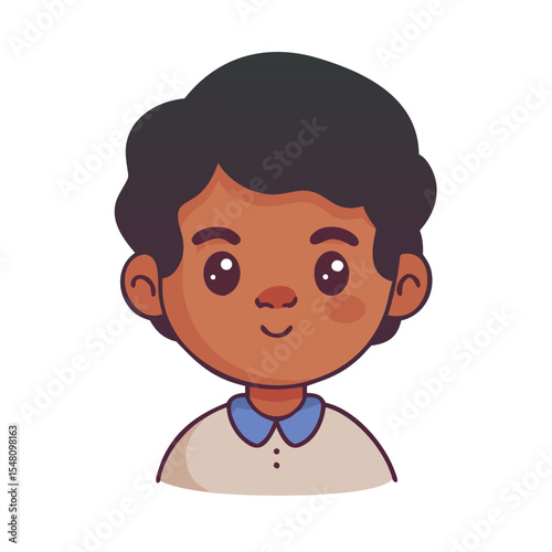 Young Brown-Skinned Kid Vector Icon