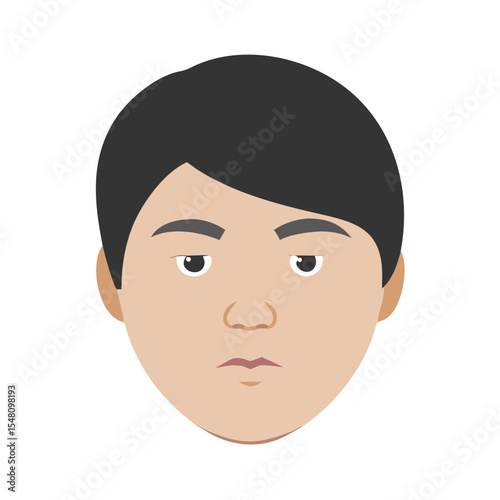 Minimalist East Asian Male Avatar with Light Skin and Black Hair