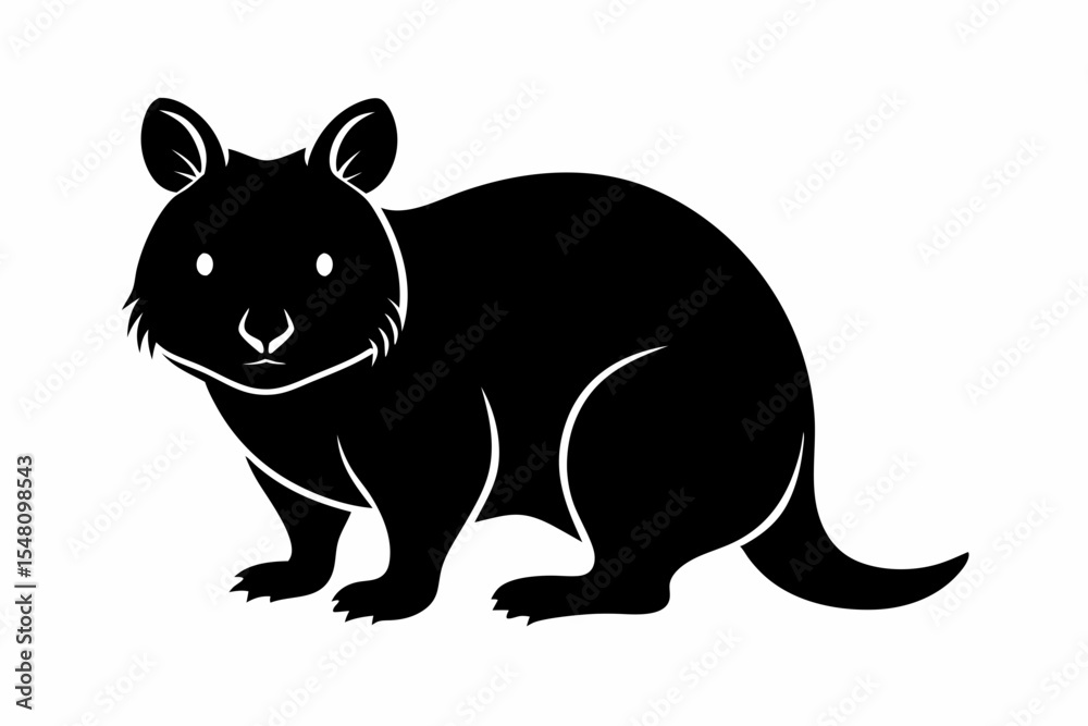 Obraz premium quokka sihouette black vector 