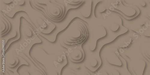 3D Papercut Stylized coloring topographic contour scheme and terrain. Abstract geometric layered curve line coloring background. Topographic contour lines vector map seamless pattern vector.	