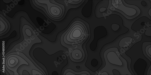 3D Papercut Stylized coloring topographic contour scheme and terrain. Abstract geometric layered curve line coloring background. Topographic contour lines vector map seamless pattern vector.	