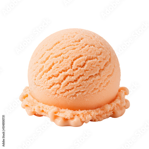 Peach Ice Cream Scoop on Transparent Background
