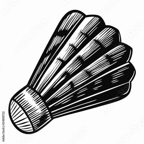 Vintage badminton shuttlecock in black and white  