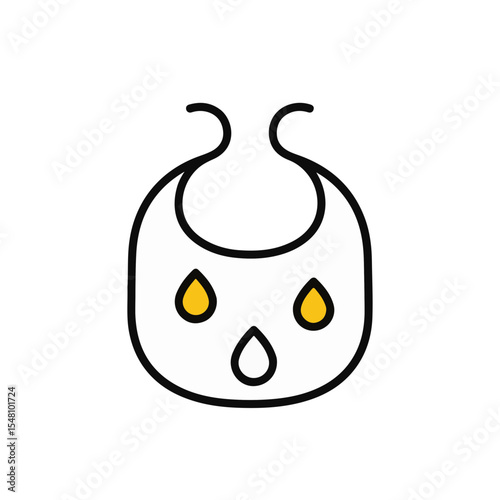 A simple illustration of a baby bib with colorful design.